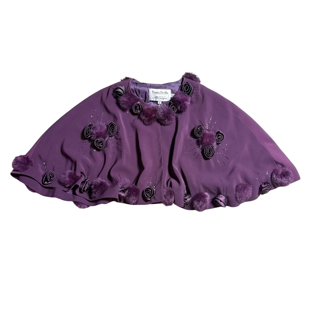 Tania Bella Monique Purple Faux Fur Beaded Evening Wrap